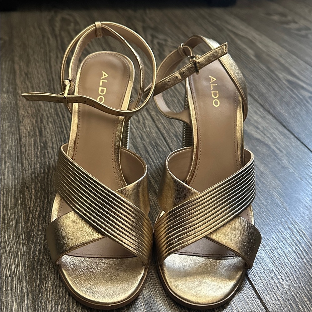 Aldo Metallic Gold Strappy Sandals